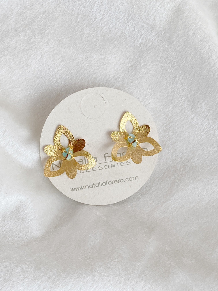 Flower Earrings with Emerald Murrina