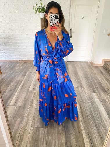 Blue Orange Forest Kymono Dress