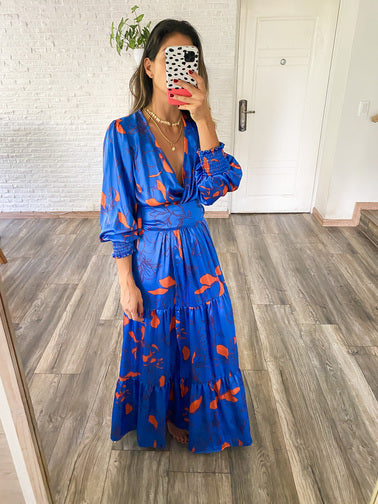 Blue Orange Forest Kymono Dress